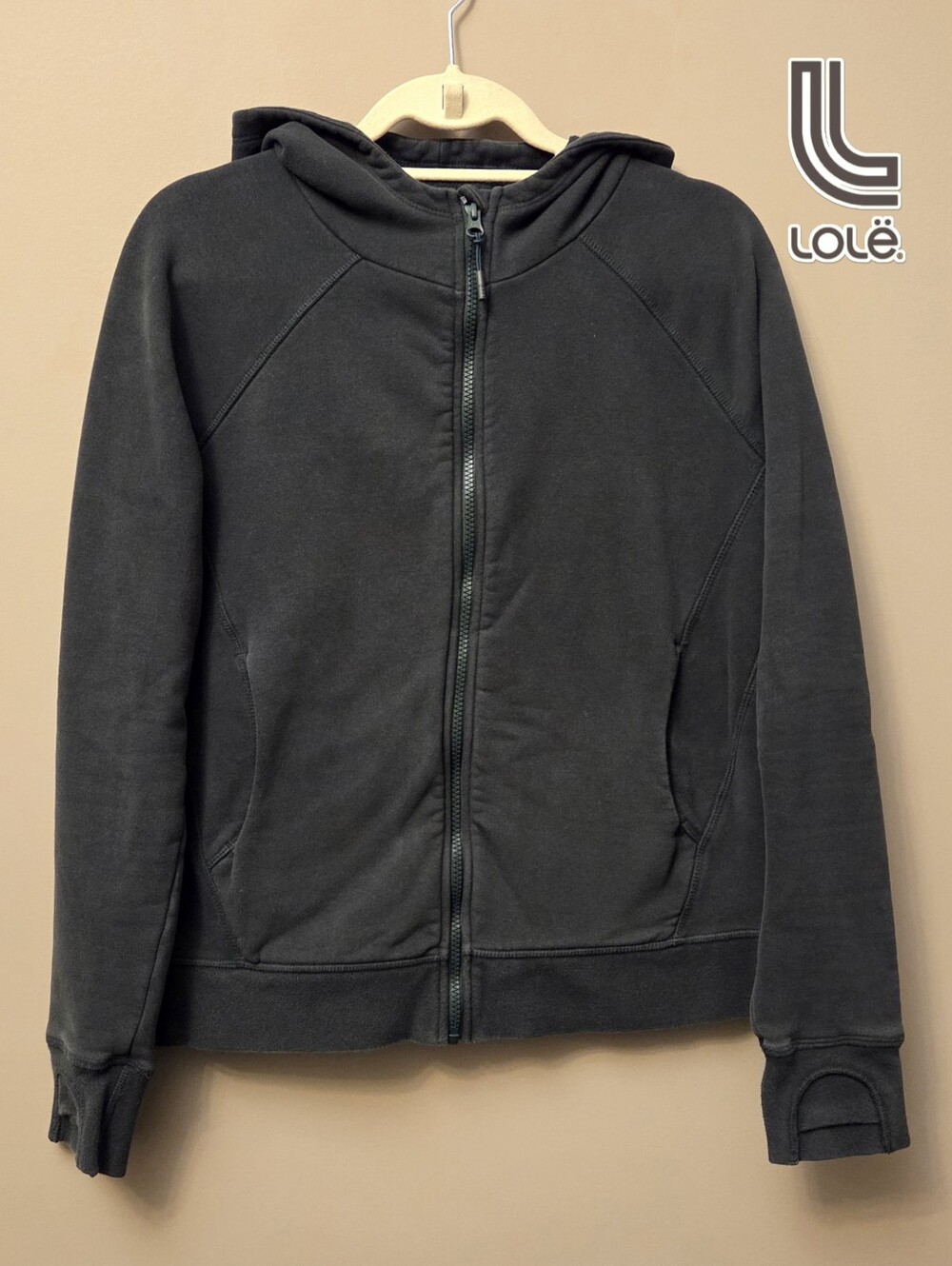 LOLE Womens Dark Green Zip Up Hoodie Sz Lrg